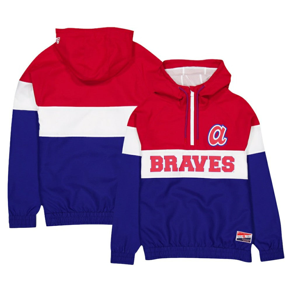 Atlanta Braves Ripstop Raglan Quarter-Zip Hoodie Windbreaker Jacket Blue