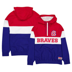 Atlanta Braves Ripstop Raglan Quarter-Zip Hoodie Windbreaker Jacket Blue