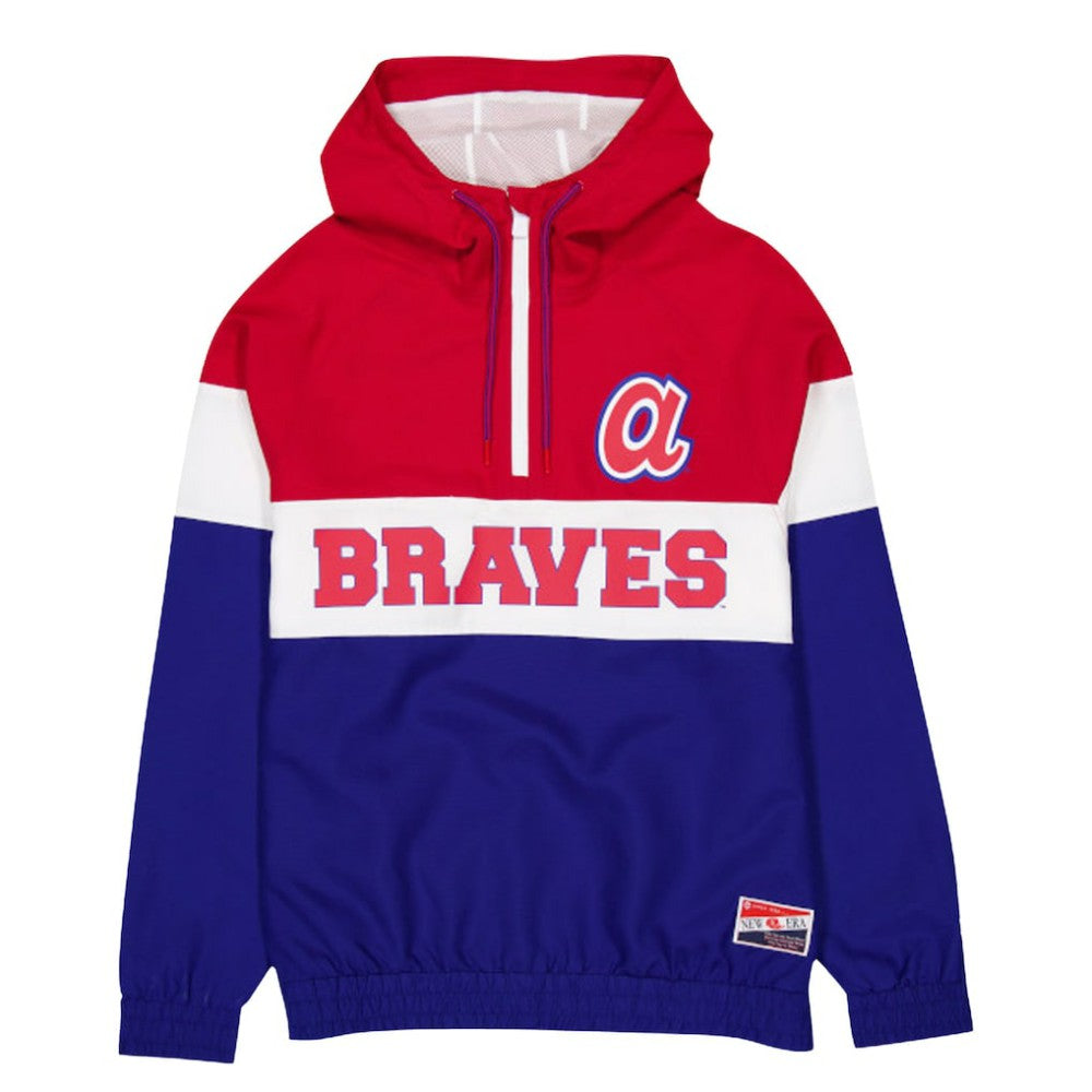 Atlanta Braves Ripstop Raglan Quarter-Zip Hoodie Windbreaker Jacket Blue