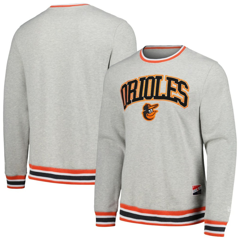 Baltimore Orioles Throwback Classic Pullover Sweatshirt Heather Gray
