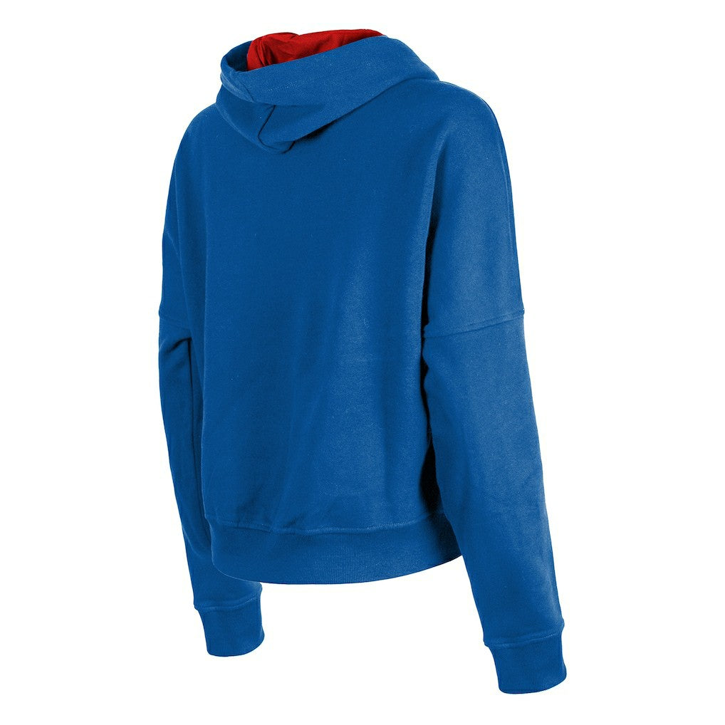 New England Patriots New Era Women's Throwback Boxy Pullover Hoodie - Royal cheap