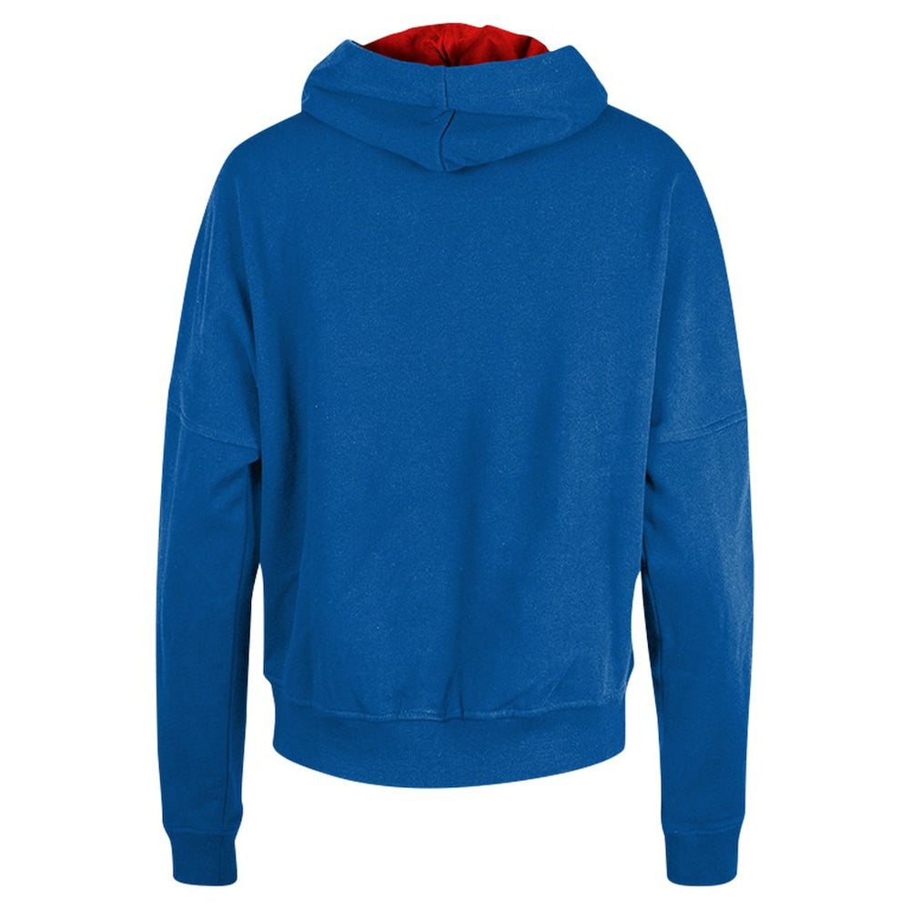 New England Patriots New Era Women's Throwback Boxy Pullover Hoodie - Royal cheap