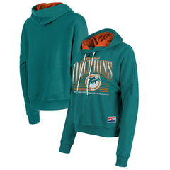 Miami Dolphins New Era Women's Throwback Boxy Pullover Hoodie - Aqua for sale