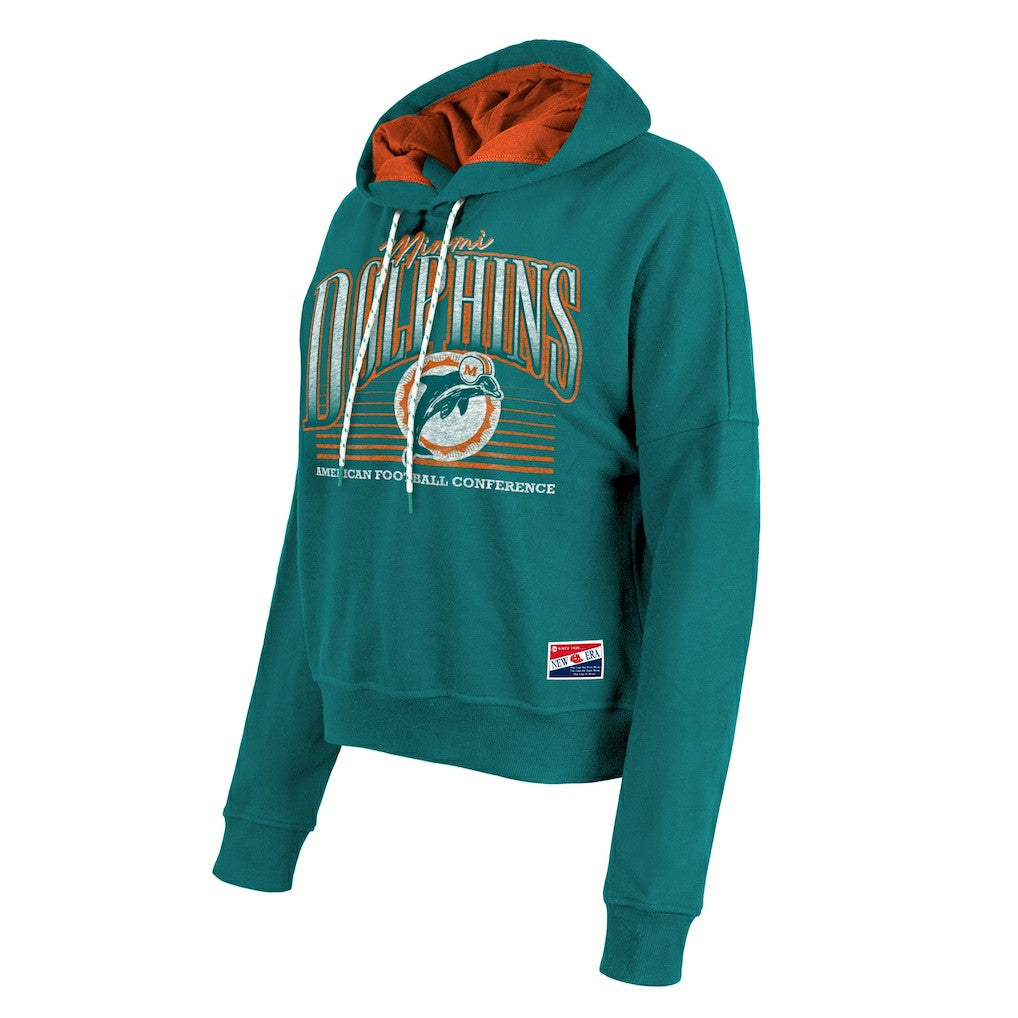 Miami Dolphins New Era Women's Throwback Boxy Pullover Hoodie - Aqua for sale