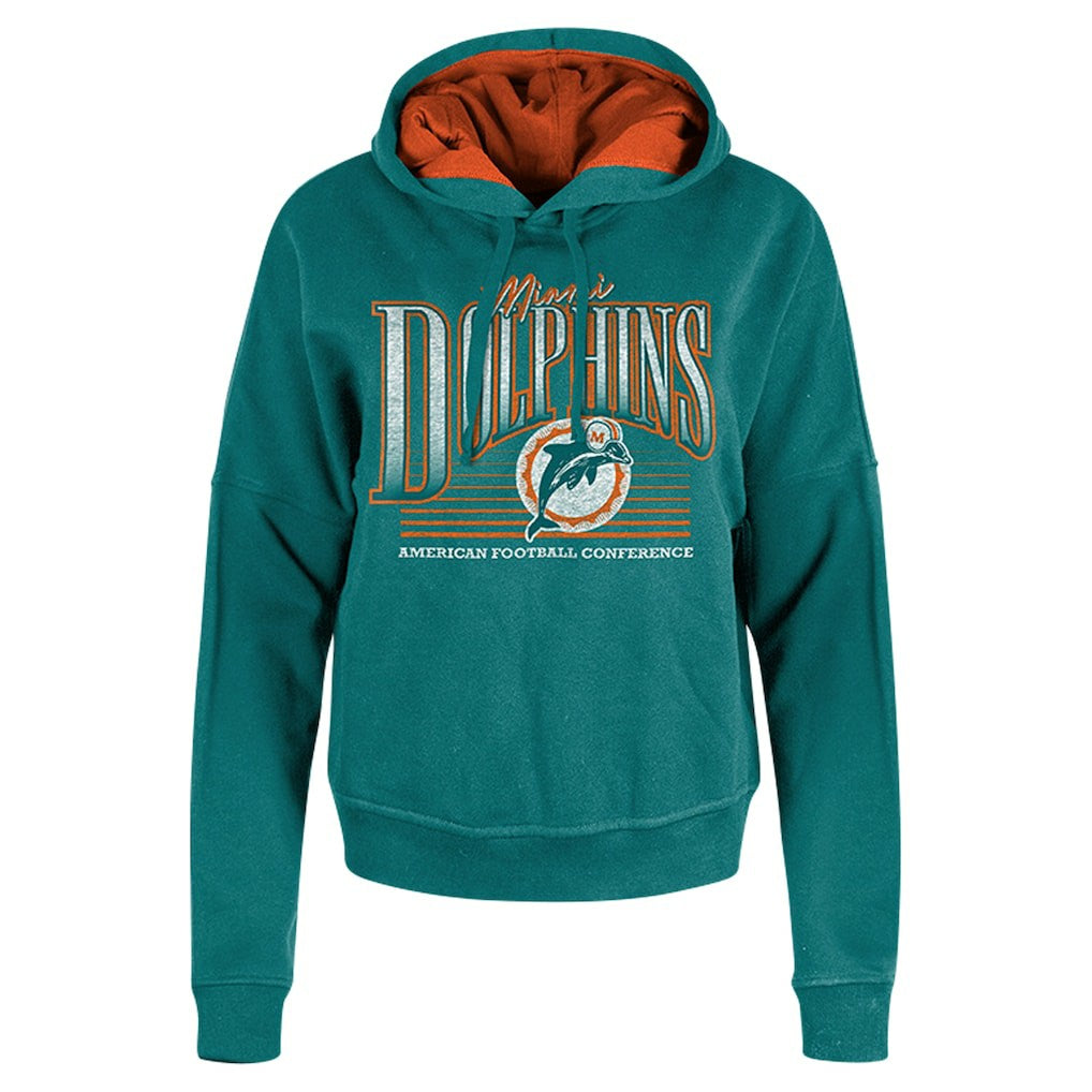 Miami Dolphins New Era Women's Throwback Boxy Pullover Hoodie - Aqua for sale