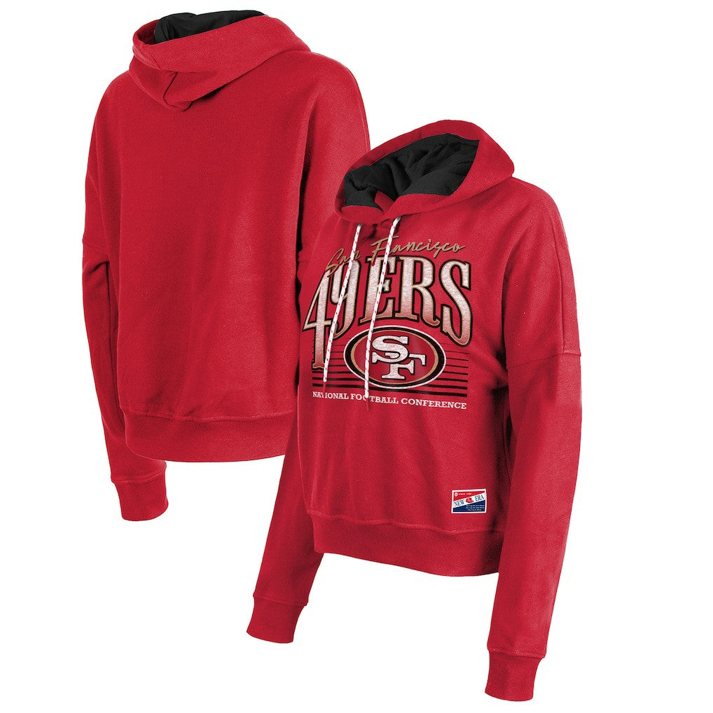 San Francisco 49ers New Era Women's Boxy Pullover Hoodie - Scarlet sale