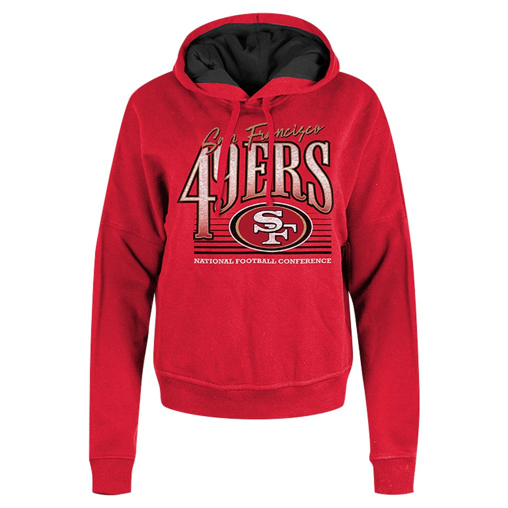 San Francisco 49ers New Era Women's Boxy Pullover Hoodie - Scarlet sale