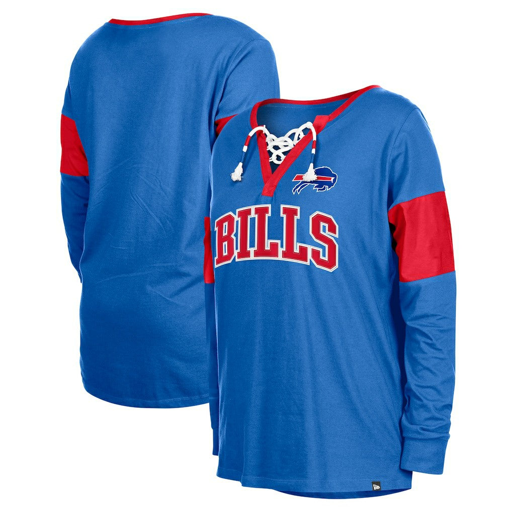 Buffalo Bills New Era Women's Lace-Up Notch-Neck Long Sleeve T-Shirt - Royal outlet