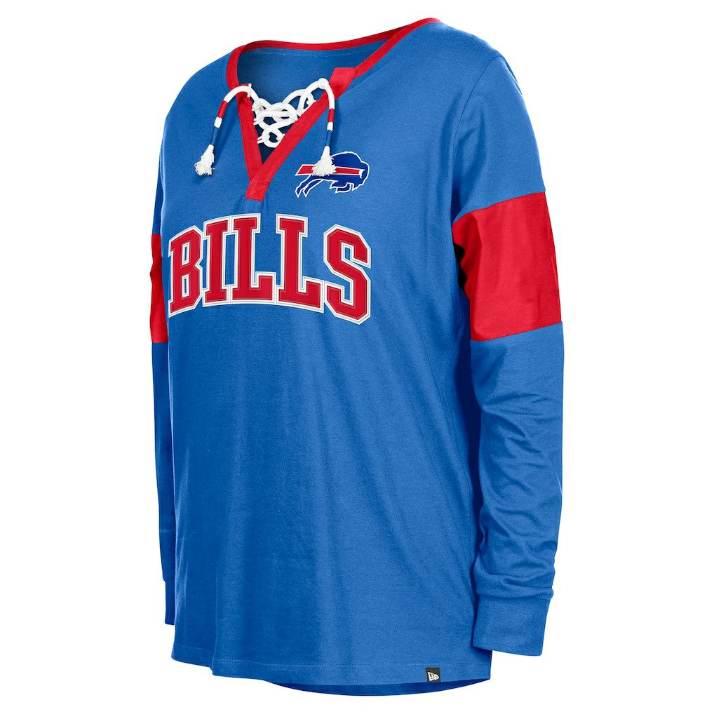 Buffalo Bills New Era Women's Lace-Up Notch-Neck Long Sleeve T-Shirt - Royal outlet