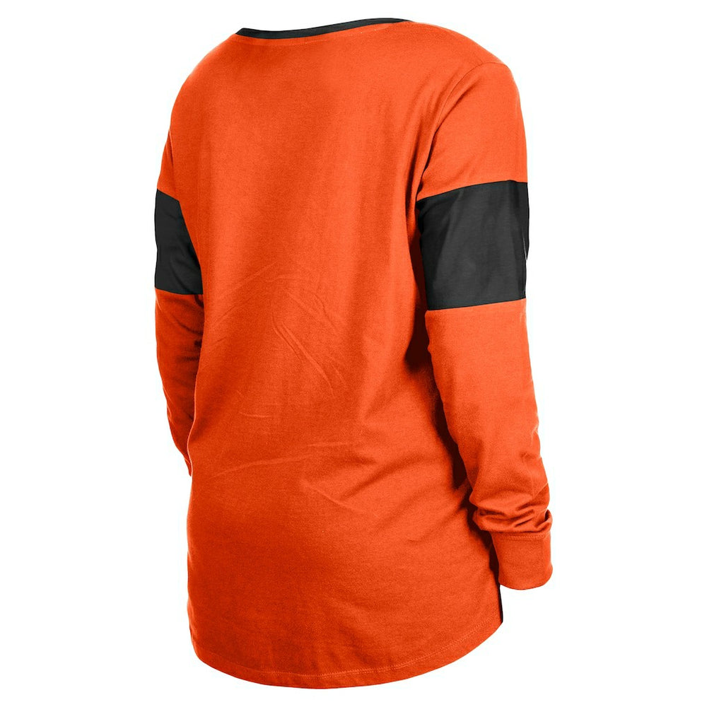 Cincinnati Bengals New Era Women's Lace-Up Notch-Neck Long Sleeve T-Shirt - Orange for sale