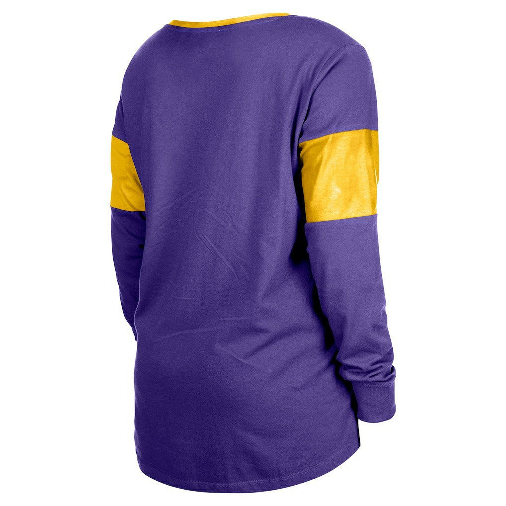 Minnesota Vikings New Era Women's Lace-Up Notch-Neck Long Sleeve T-Shirt - Purple discount