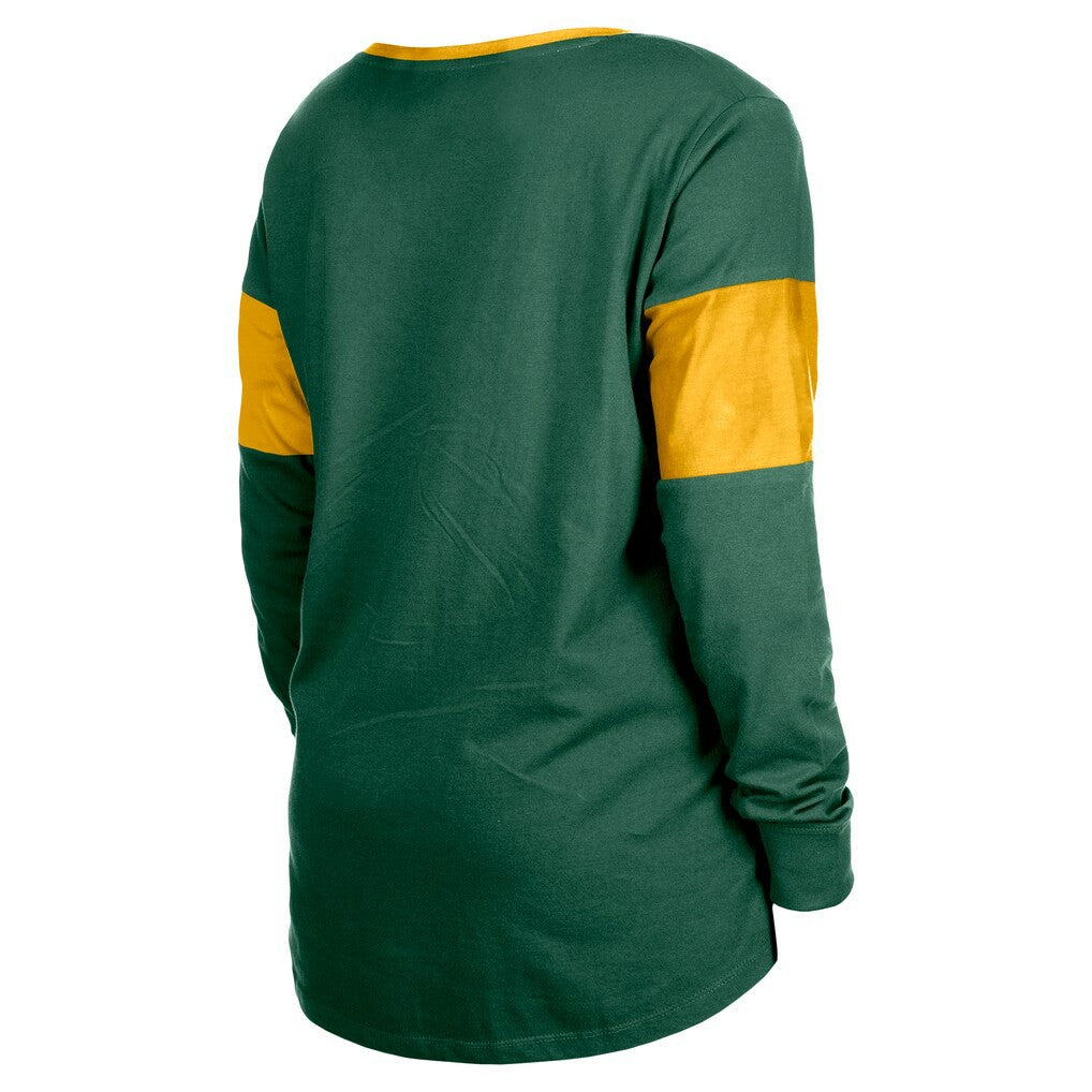 Green Bay Packers New Era Women's Lace-Up Notch-Neck Long Sleeve T-Shirt - Green online