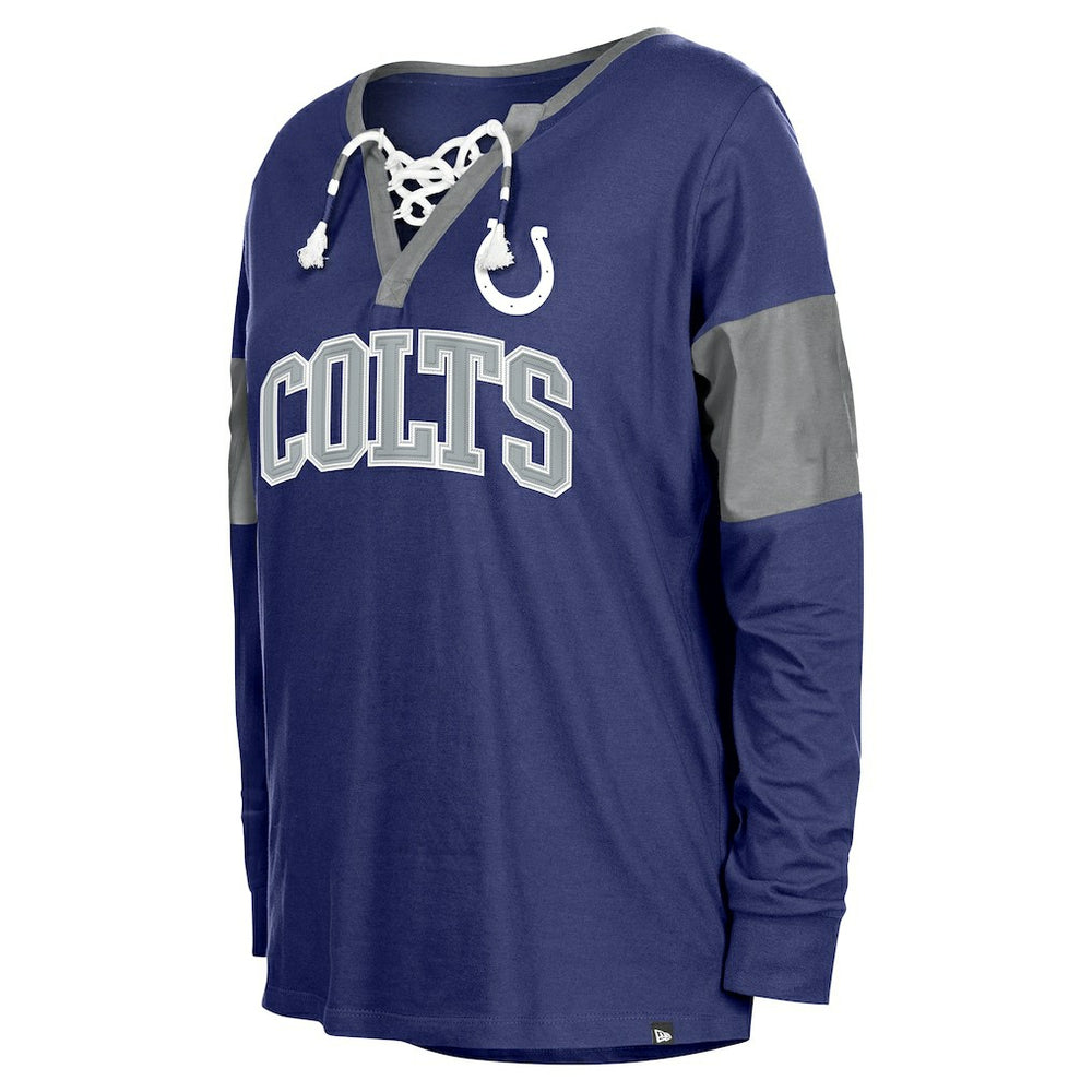 Indianapolis Colts New Era Women's Lace-Up Notch-Neck Long Sleeve T-Shirt - Royal online