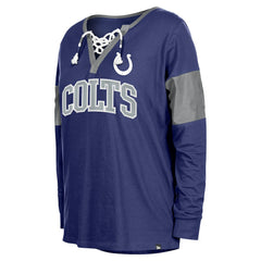 Indianapolis Colts New Era Women's Lace-Up Notch-Neck Long Sleeve T-Shirt - Royal online