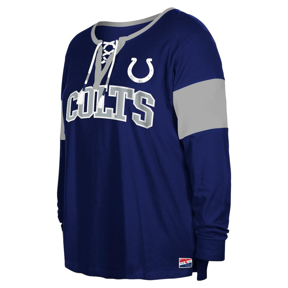 Indianapolis Colts New Era Women's Plus Size Lace-Up Notch Neck Long Sleeve T-Shirt  - Royal sale