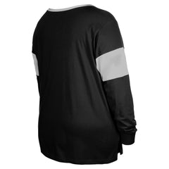 Las Vegas Raiders New Era Women's Plus Size Lace-Up Notch Neck Long Sleeve T-Shirt  - Black cheap