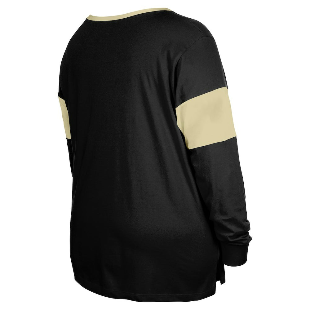New Orleans Saints New Era Women's Plus Size Lace-Up Notch Neck Long Sleeve T-Shirt  - Black on sale