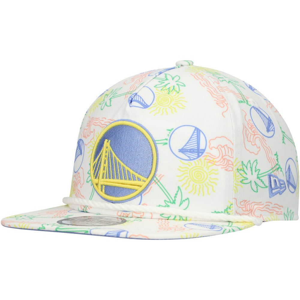 Golden State Warriors Palm Trees and Waves Golfer Adjustable Hat sale - White sale