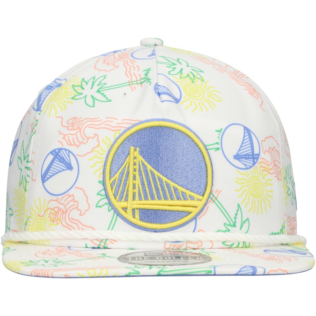 Golden State Warriors Palm Trees and Waves Golfer Adjustable Hat sale - White sale