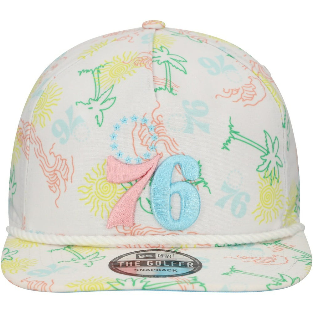 Philadelphia 76ers Palm Trees and Waves Golfer Adjustable Hat - White outlet