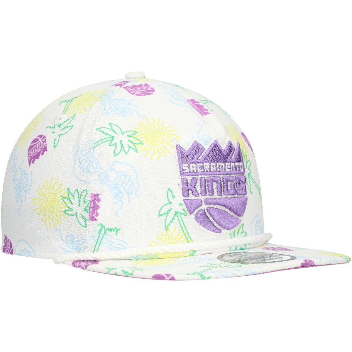 Sacramento Kings Palm Trees and Waves Golfer Adjustable Hat - White cheap