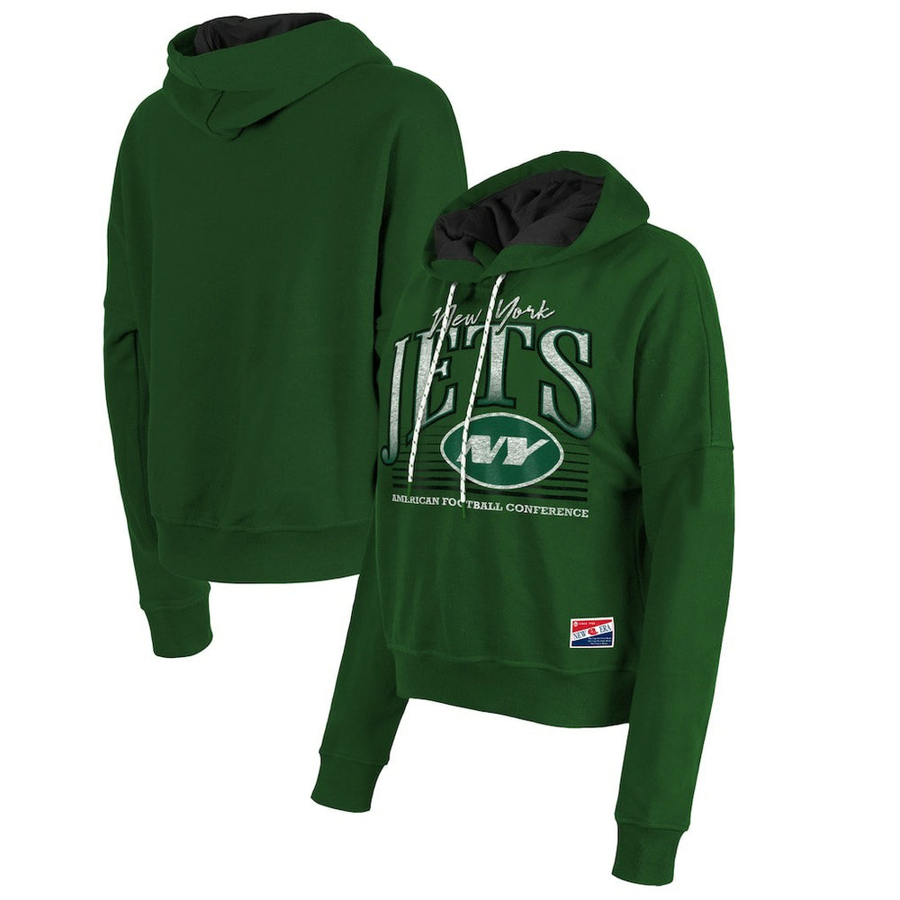 New York Jets New Era Women's Boxy Pullover Hoodie - Heather Green on sale