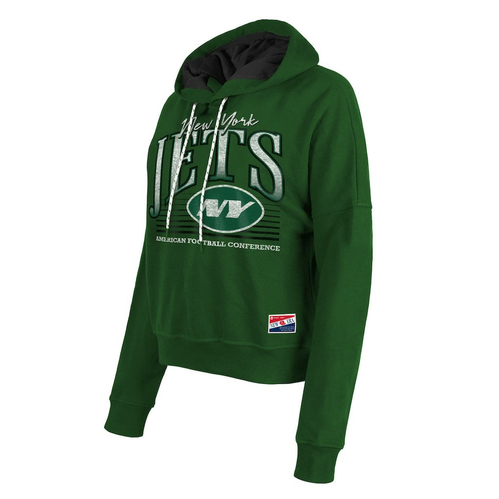 New York Jets New Era Women's Boxy Pullover Hoodie - Heather Green on sale