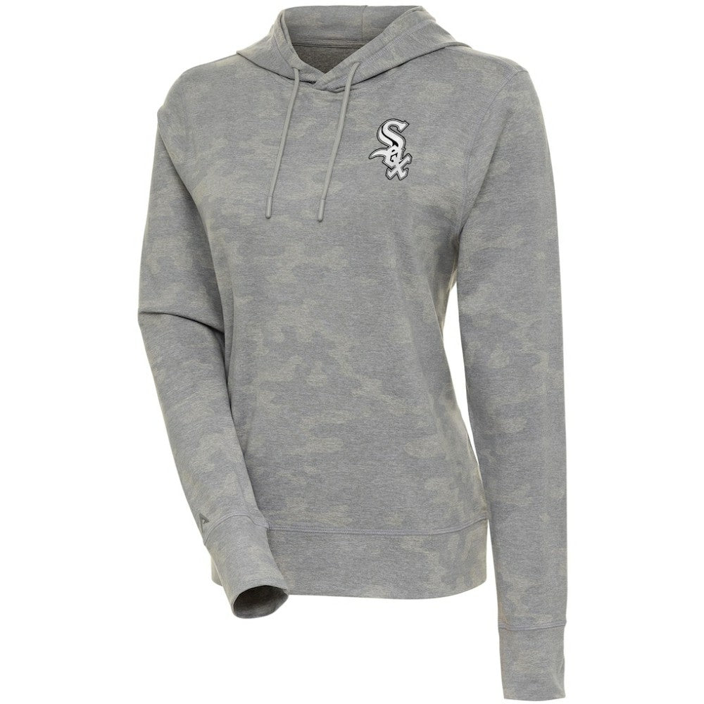 Chicago White Sox Antigua Women's Brushed Metallic Respite Pullover Hoodie White