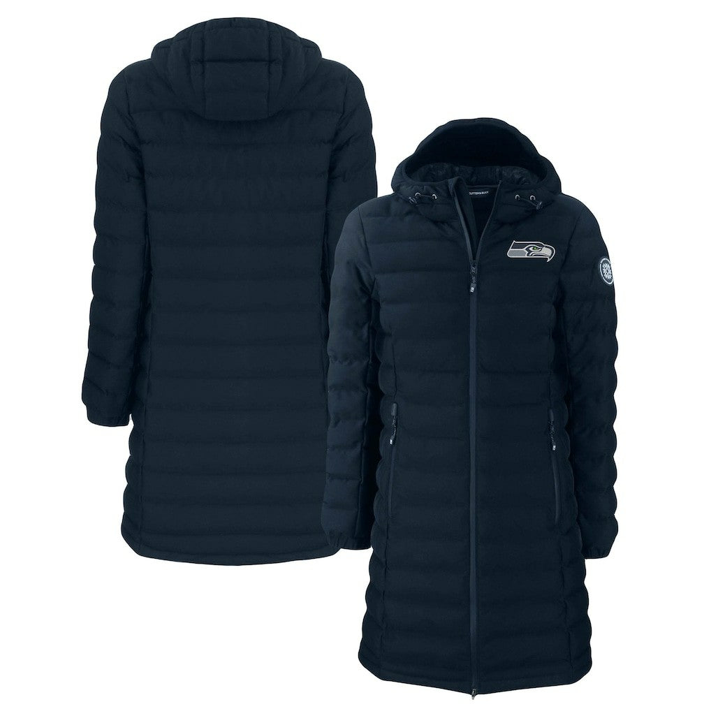 Seattle Seahawks Cutter & Buck Women's Mission Ridge Repreve Eco Insulated Long Full-Zip Puffer Jacket - Navy cheap