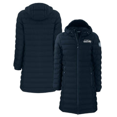 Seattle Seahawks Cutter & Buck Women's Mission Ridge Repreve Eco Insulated Long Full-Zip Puffer Jacket - Navy cheap