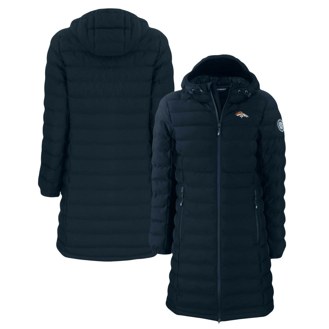 Denver Broncos Cutter & Buck Women's Mission Ridge Repreve Eco Insulated Long Full-Zip Puffer Jacket - Navy sale