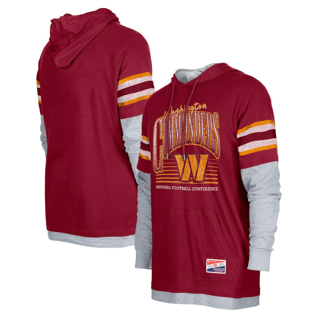 Washington Commanders New Era Twofer Long Sleeve Hooded T-Shirt - Burgundy on sale