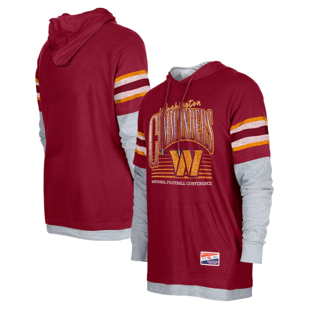 Washington Commanders New Era Twofer Long Sleeve Hooded T-Shirt - Burgundy on sale