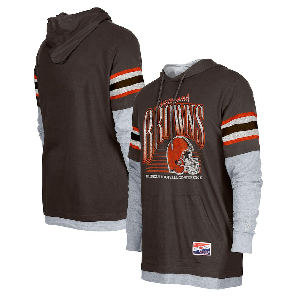 Cleveland Browns New Era Twofer Long Sleeve Hooded T-Shirt - Brown online