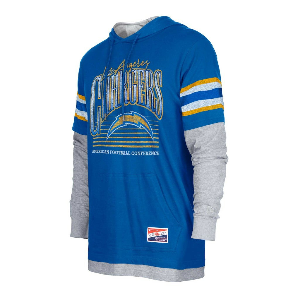 Los Angeles Chargers New Era Twofer Long Sleeve Hooded T-Shirt - Royal on sale