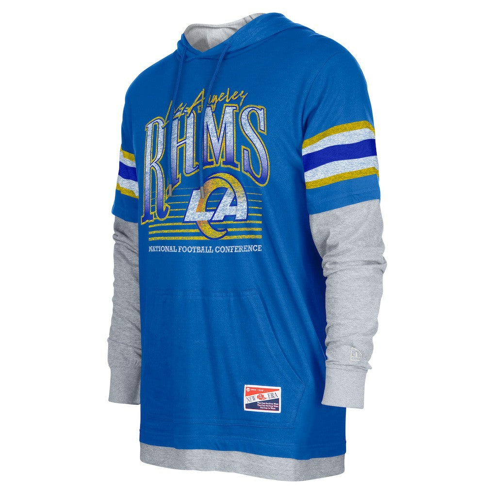 Los Angeles Rams New Era Twofer Long Sleeve Hooded T-Shirt - Royal for sale