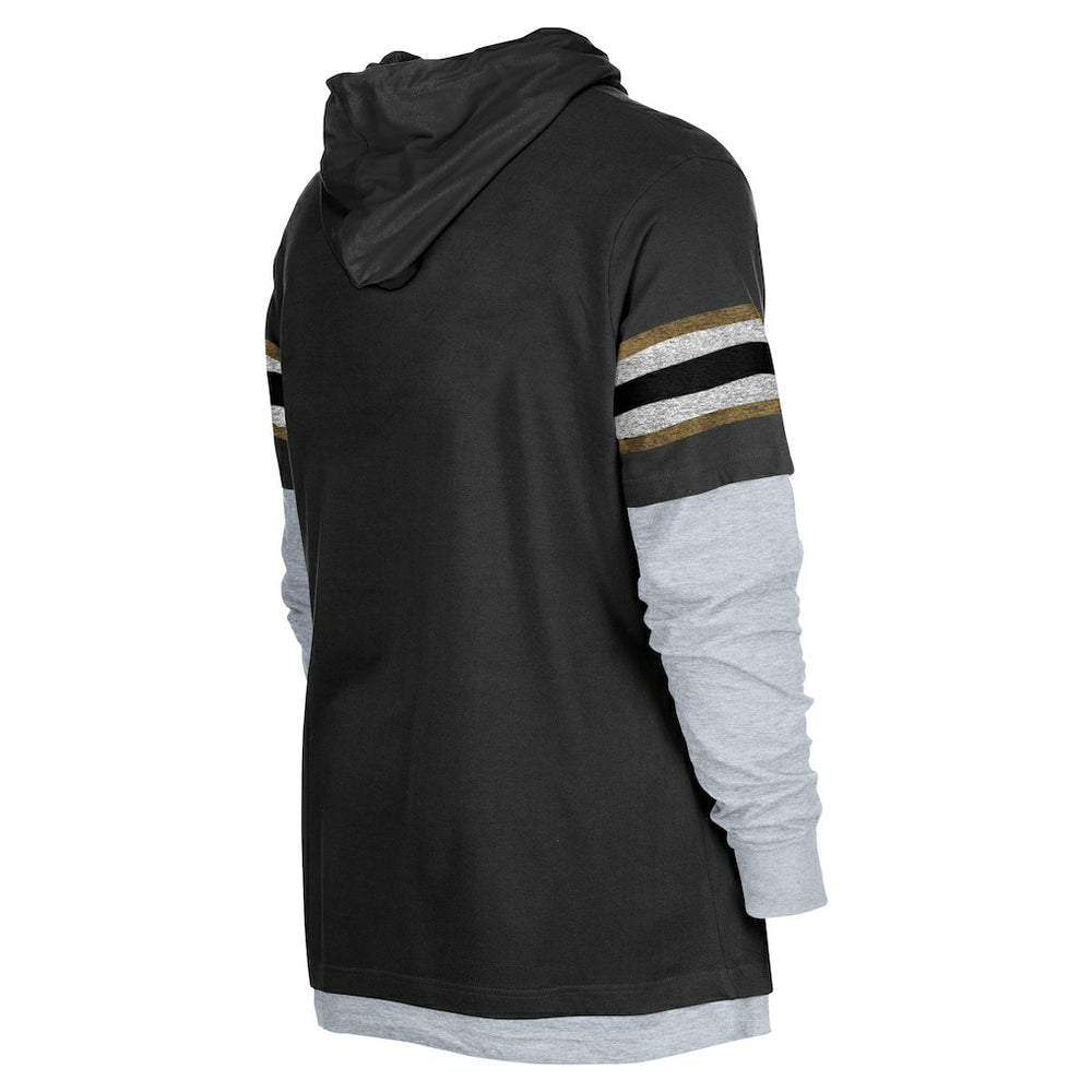 New Orleans Saints New Era Twofer Long Sleeve Hooded T-Shirt - Black outlet