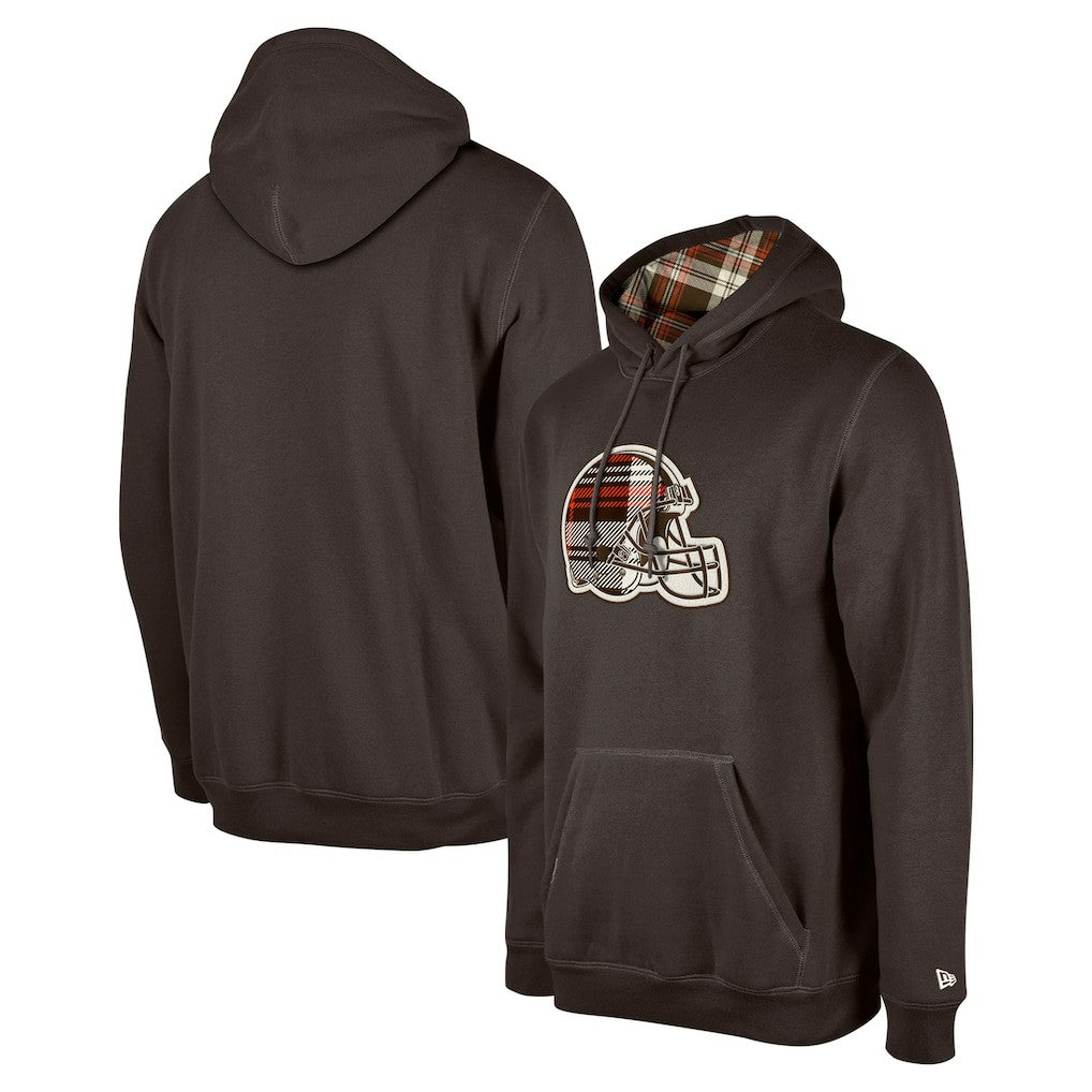Cleveland Browns New Era 3rd Down Plaid Pullover Hoodie - Brown online