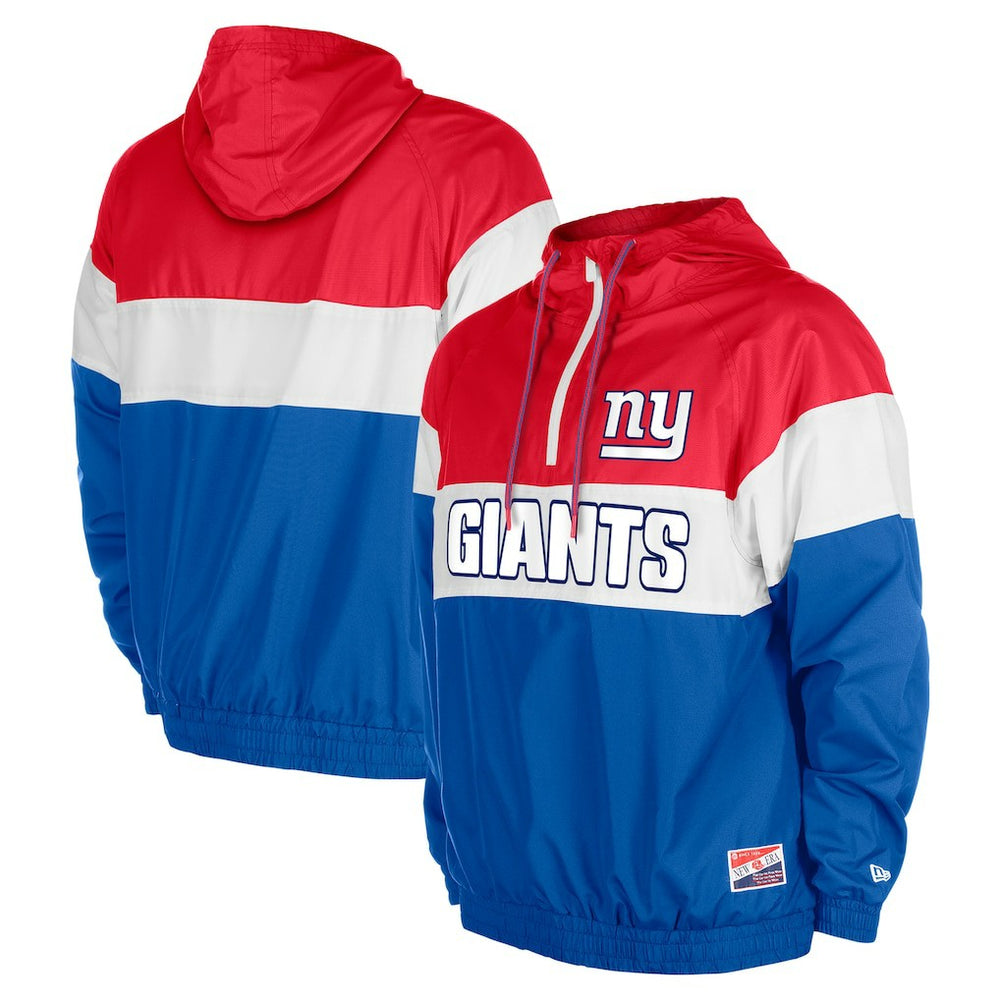 New York Giants New Era 3rd Down Raglan Quarter-Zip Windbreaker Jacket - Royal on sale