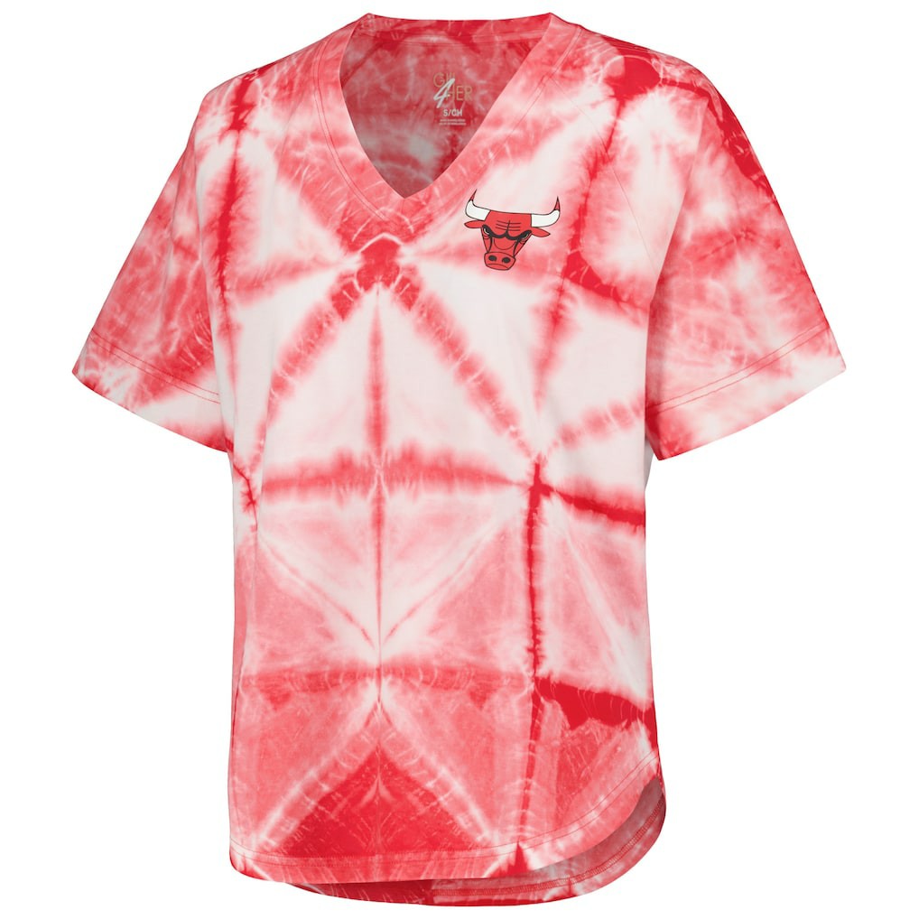 Chicago Bulls G-III 4Her by Carl Banks Women's Tournament Raglan Oversized Tie-Dye V-Neck T-Shirt sale - Red cheap