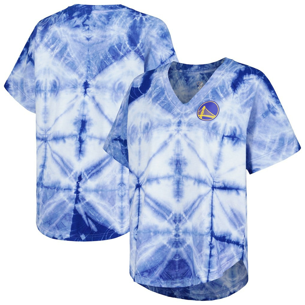 Golden State Warriors G-III 4Her by Carl Banks Women's Tournament Raglan Oversized Tie-Dye V-Neck T-Shirt sale - Royal online