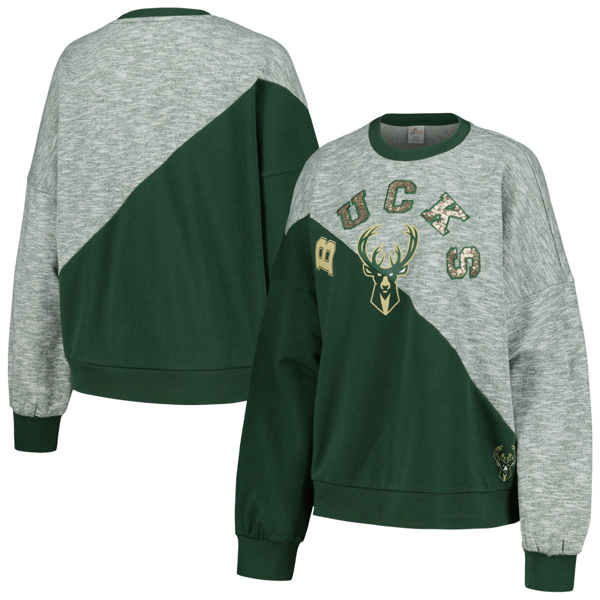 Milwaukee Bucks G-III 4Her by Carl Banks Women's Benches Split Pullover Sweatshirt - Hunter Green shop