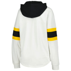 Pittsburgh Penguins G-III 4Her by Carl Banks Women's Goal Zone Long Sleeve Lace-Up Hoodie T-Shirt - White/Black T-shirts