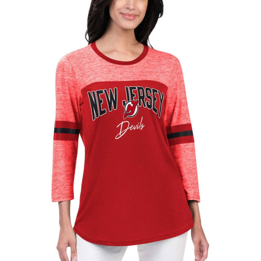 New Jersey Devils G-III 4Her by Carl Banks Women's Play The Game 3/4-Sleeve T-Shirt - Red T-shirts