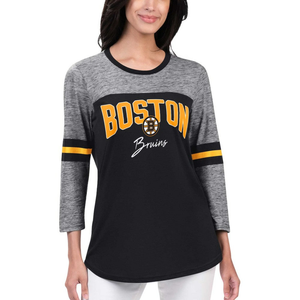 Boston Bruins G-III 4Her by Carl Banks Women's Play The Game 3/4-Sleeve T-Shirt - Black T-shirts