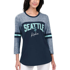 Seattle Kraken G-III 4Her by Carl Banks Women's Play The Game 3/4-Sleeve T-Shirt - Deep Sea Blue T-shirts
