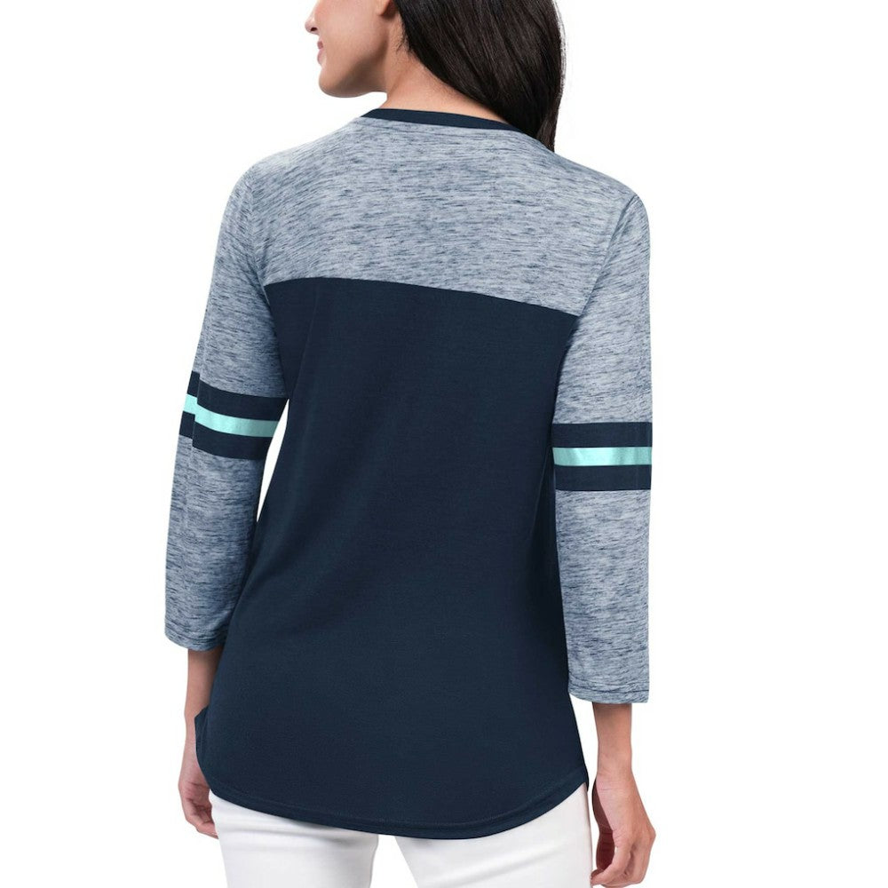 Seattle Kraken G-III 4Her by Carl Banks Women's Play The Game 3/4-Sleeve T-Shirt - Deep Sea Blue T-shirts