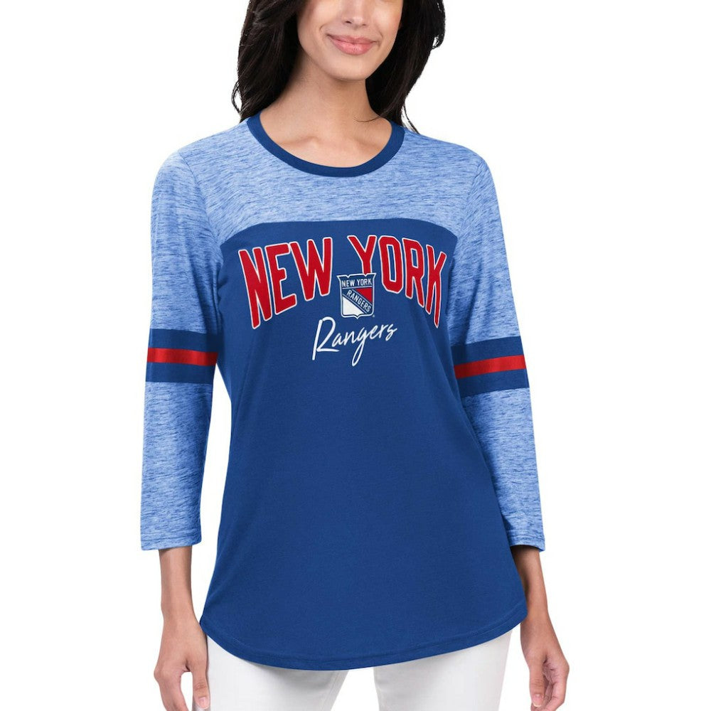 New York Rangers G-III 4Her by Carl Banks Women's Play The Game 3/4-Sleeve T-Shirt - Blue T-shirts