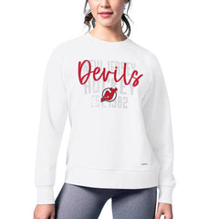 New Jersey Devils MSX by Michael Strahan Women's Millie Raglan Pullover Sweatshirt - White Sweatshirts