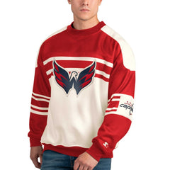 Washington Capitals Starter Defense Fleece Crewneck Pullover Sweatshirt - White Sweatshirts